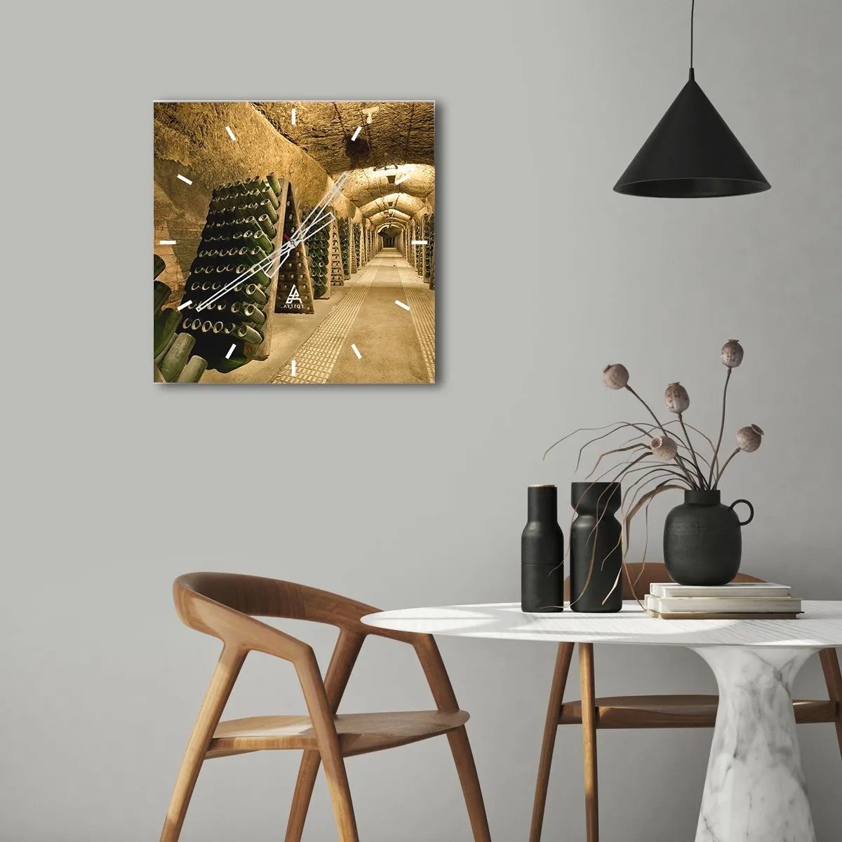 Väggklocka - Klocka på glas - Smakens uppståndelse - 30x30 cm