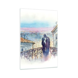 Glastavla - Bild på glas - Älskare i Paris - 70x100 cm
