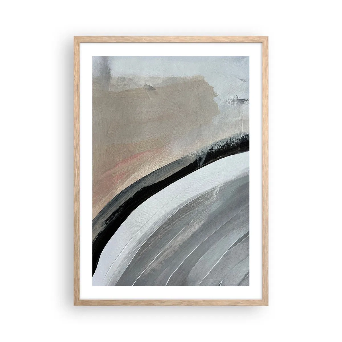 Affisch i ram av ljusek - Komposition: en båge av svart och grått - 50x70 cm