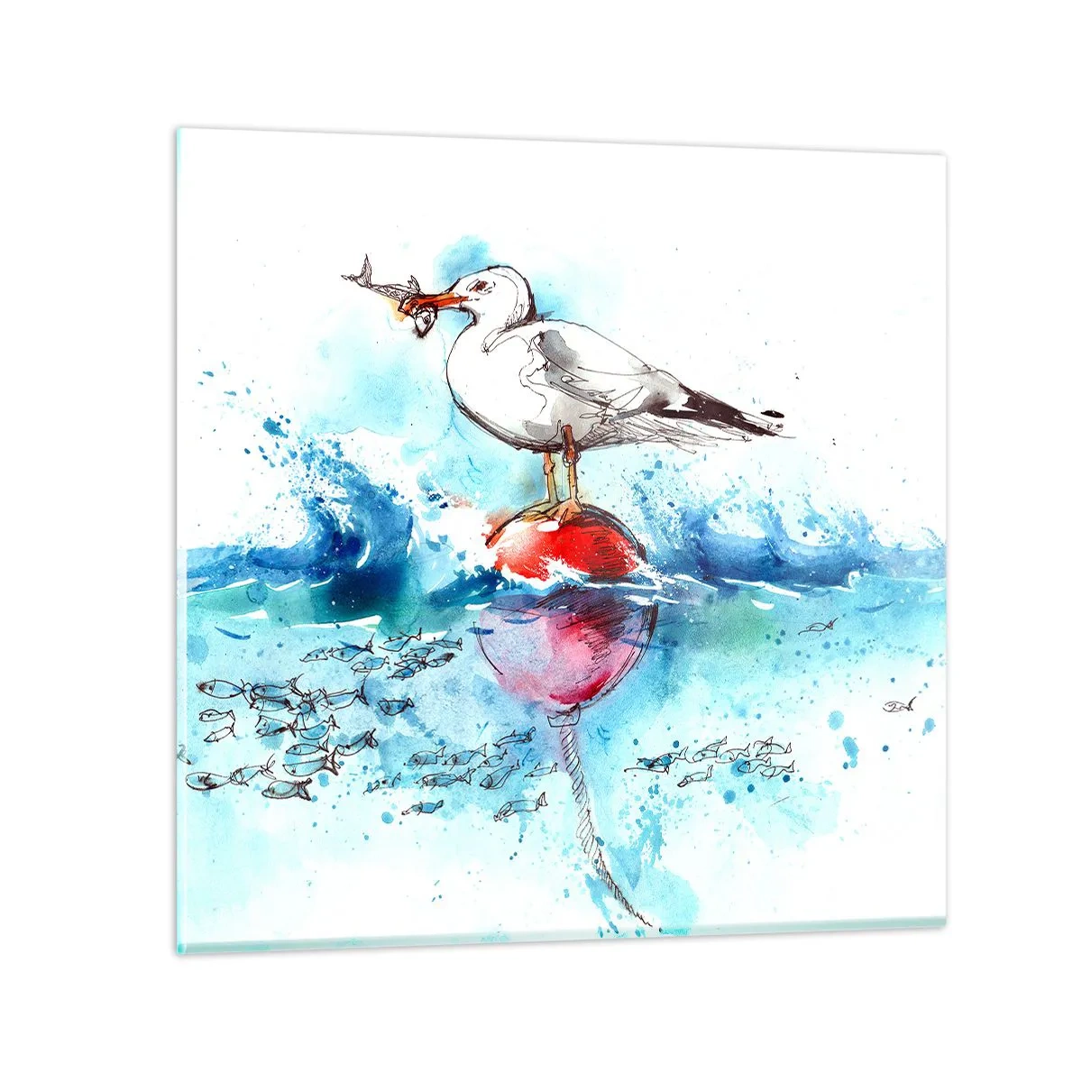 Glastavla - Bild på glas - Framgångsrik fångst - 70x70 cm