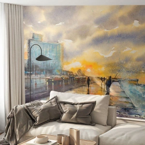 Fototapet Premium Canvas - Livet på stranden - Landskap, Bit, Solnedgång - 400x280 cm