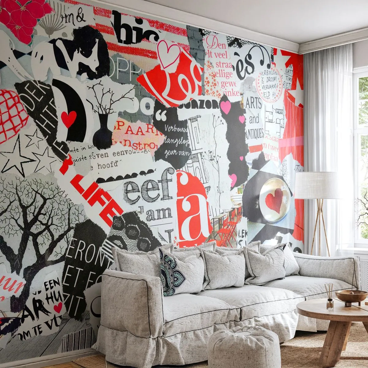 Självhäftande Fototapet Deluxe Sticker - Hipster collage - Graffiti, Väggmålning, Årgång - 250x175 cm