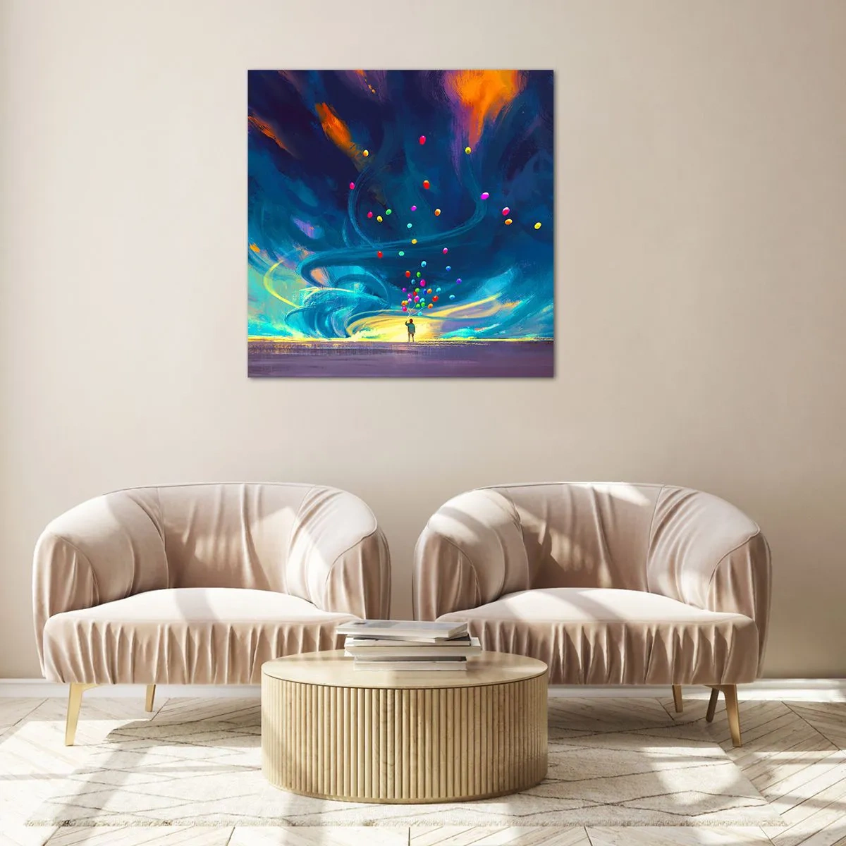 Glastavla - Bild på glas - Blå vind - 60x60 cm