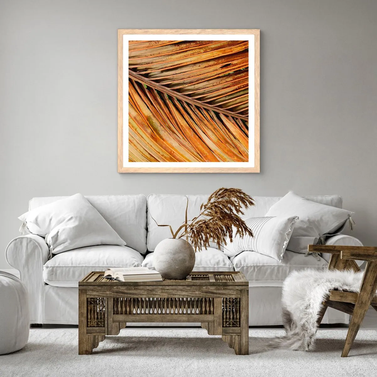 Affisch i ram av ljusek - Kokosguld - 40x40 cm