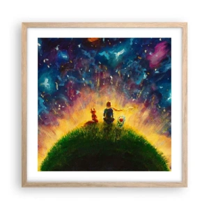 Affisch i ram av ljusek - Kärlek och vänskap - hela världen - 50x50 cm