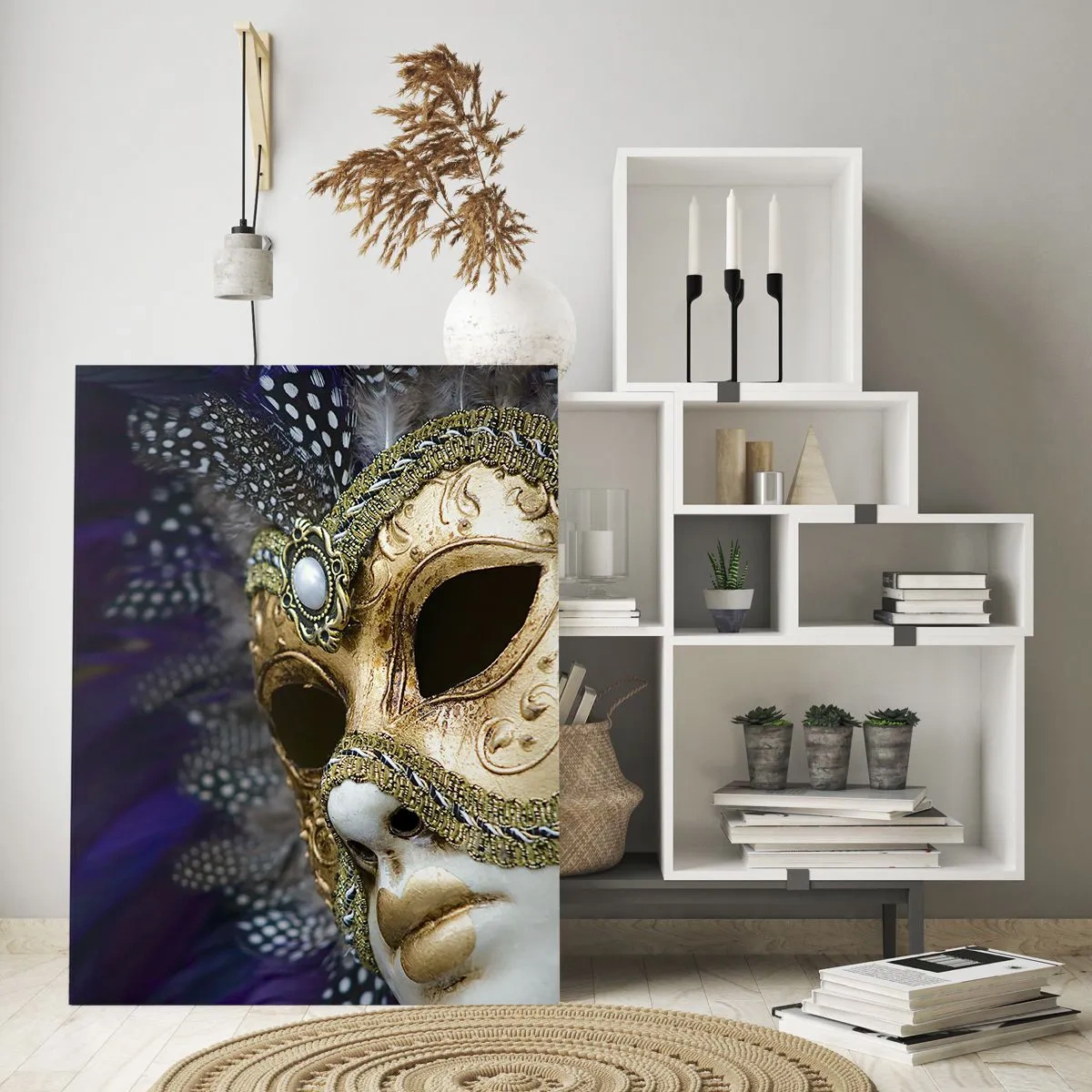 Glastavla - Bild på glas - Venedigporträtt i guld - 50x70 cm
