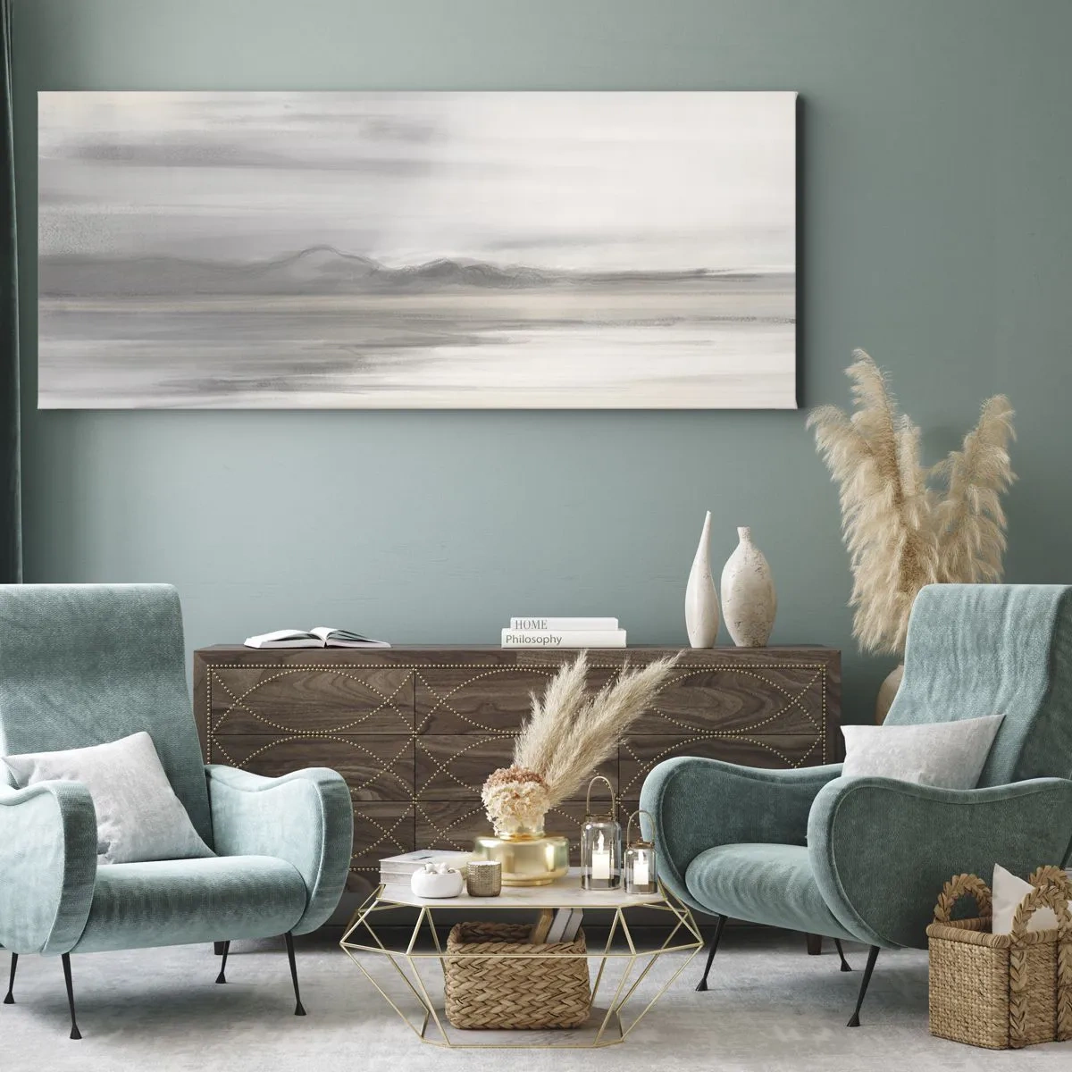 Canvastavla - Bild på duk - En eftertänksam bakgrund - 100x40 cm