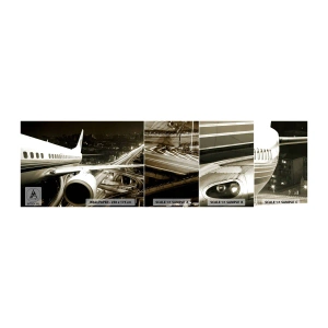 Provbit av självhäftande fototapet Deluxe Sticker - Lyfta upp i natten - Plan, Stad, Bil - 100x30 cm