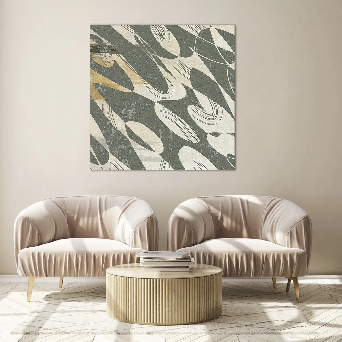 Glastavla - Bild på glas - Rytmisk abstraktion - 60x60 cm