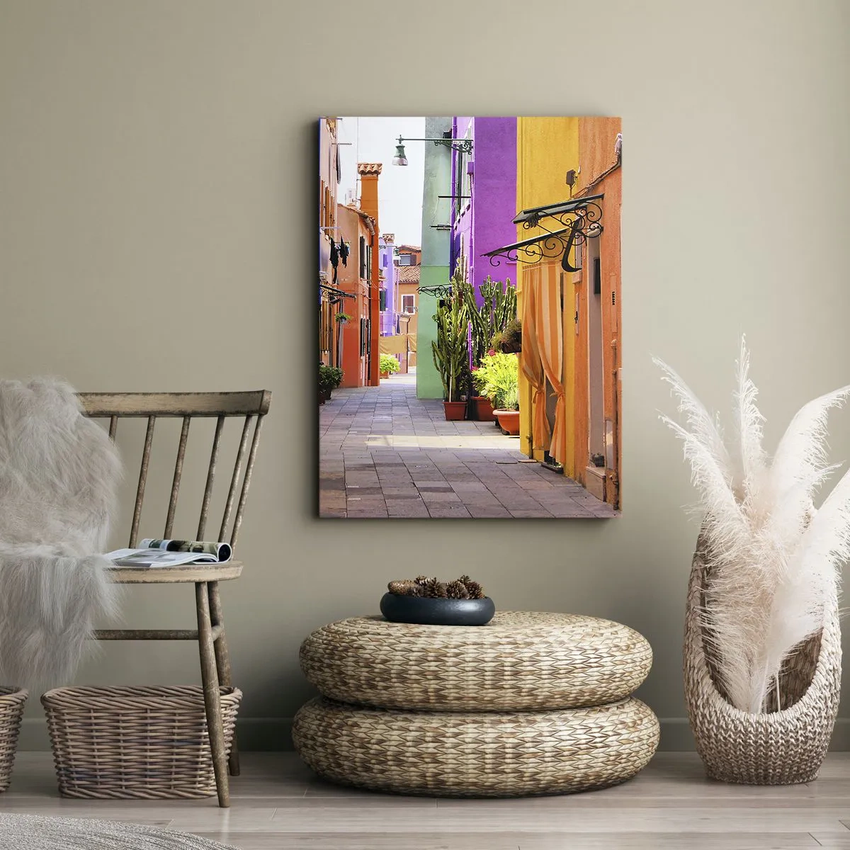 Canvastavla - Bild på duk - Regnbågsgränd - 50x70 cm