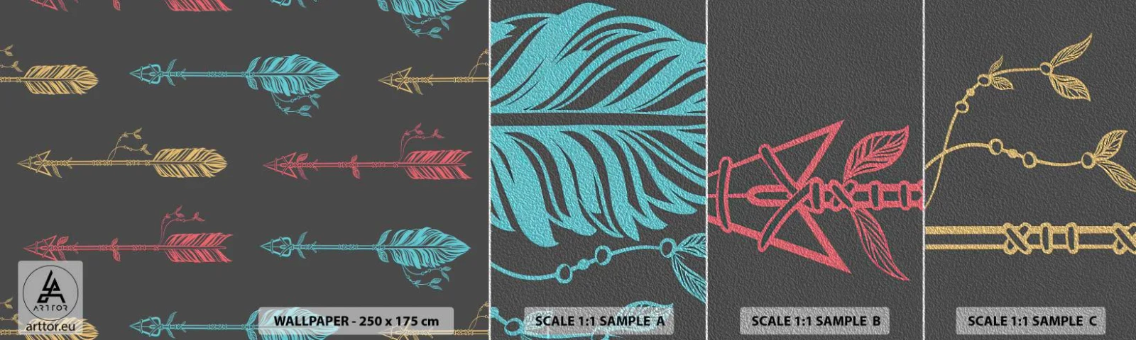 Provbit av fototapet Premium Sand - I ordning - Abstraktion, Boho, Pil - 100x30 cm