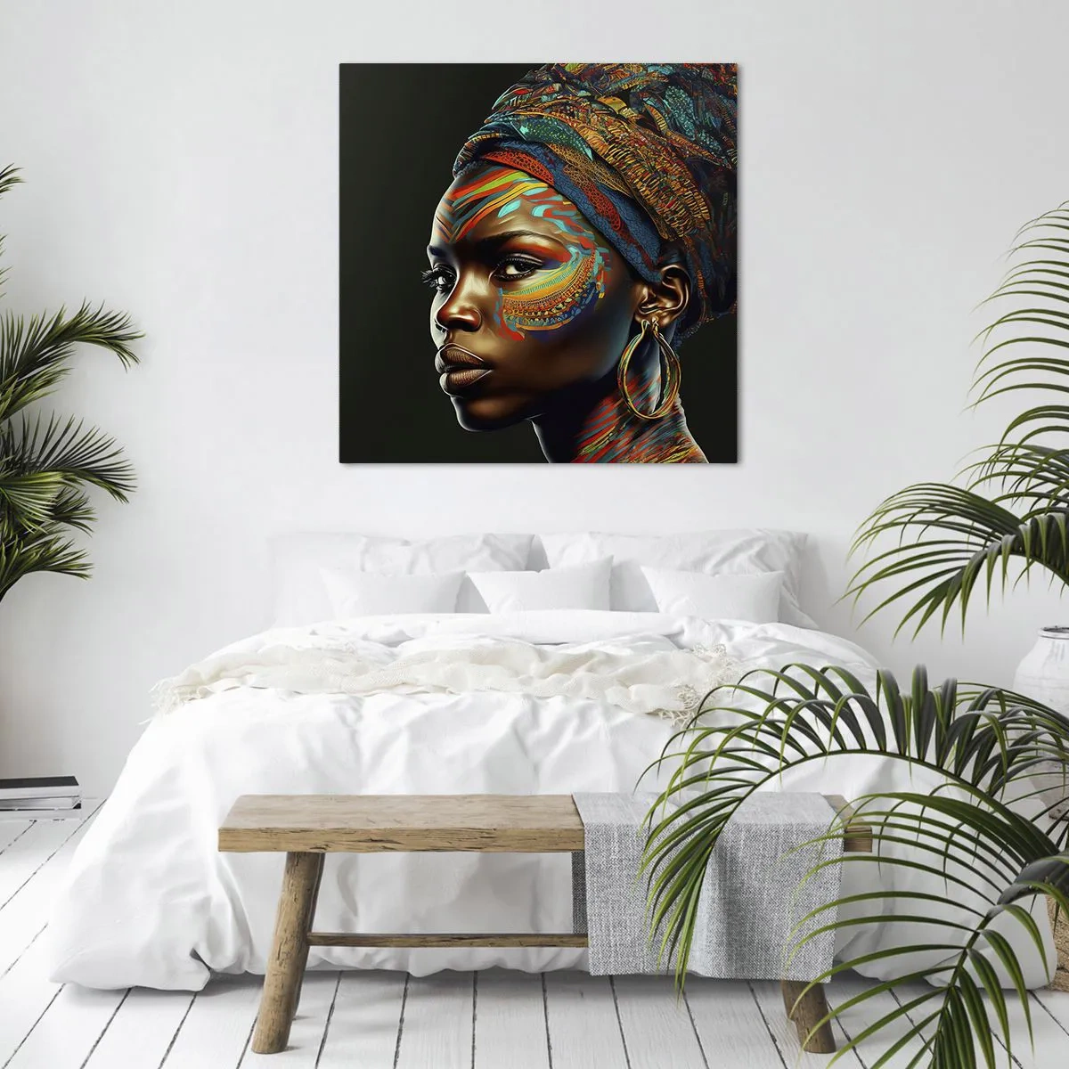 Canvastavla - Bild på duk - Afrikansk drottning - 70x70 cm