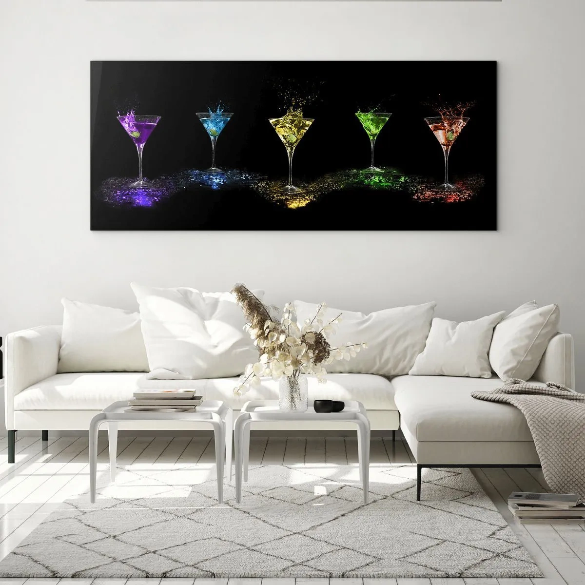 Glastavla - Bild på glas - Glädjens färger i kristallglaset - 100x40 cm