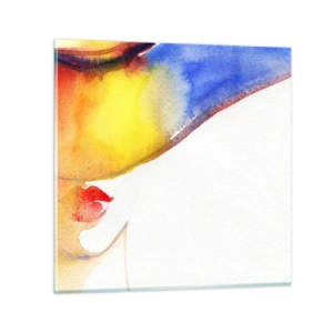 Glastavla - Bild på glas - Damporträtt    - 30x30 cm