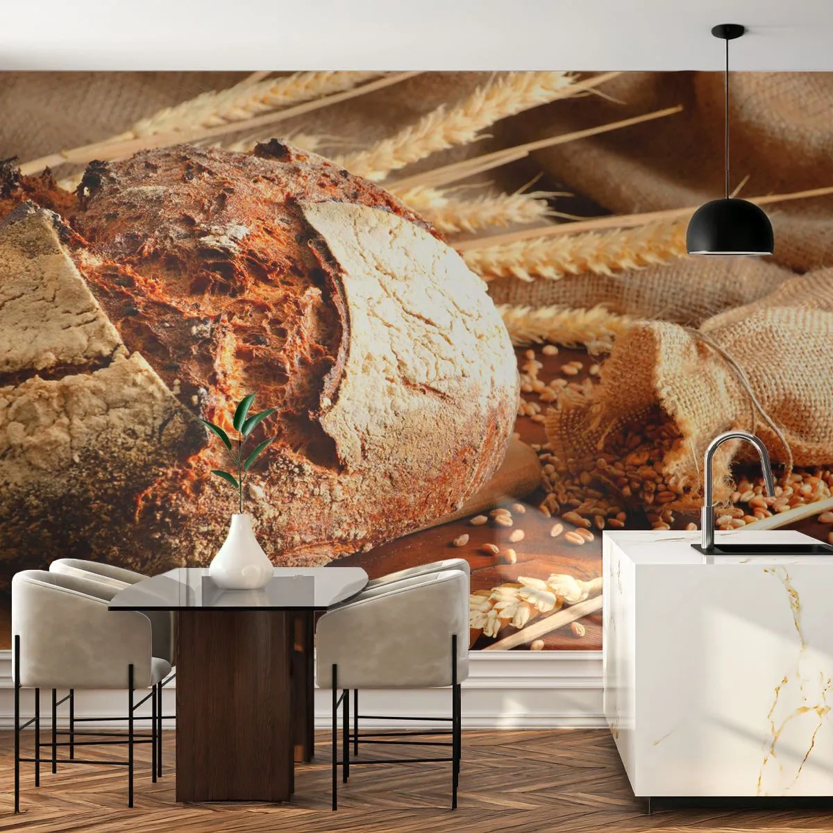 Självhäftande Fototapet Deluxe Sticker - Aptitlig, doftande, knaprig - Bröd, Vetekorn, Gastronomi - 150x105 cm
