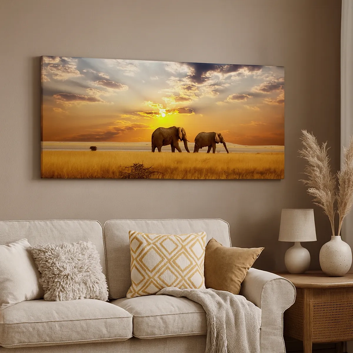 Canvastavla - Bild på duk - Familjepromenad - 30x30 cm