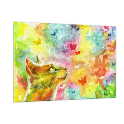 Glastavla - Bild på glas - I kattparadiset - 120x80 cm