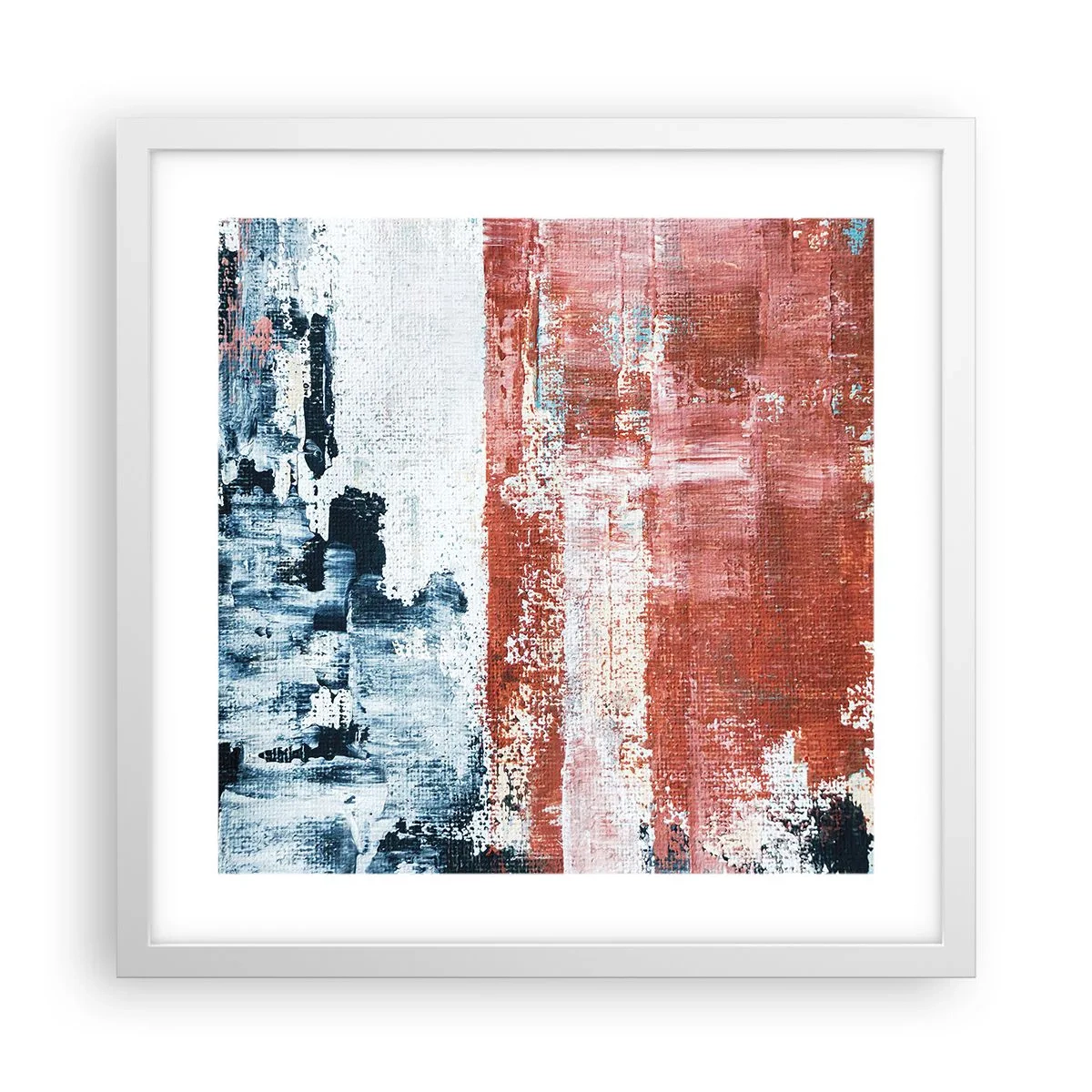 Affisch i vit ram - Abstrakt halvt om halvt - 40x40 cm