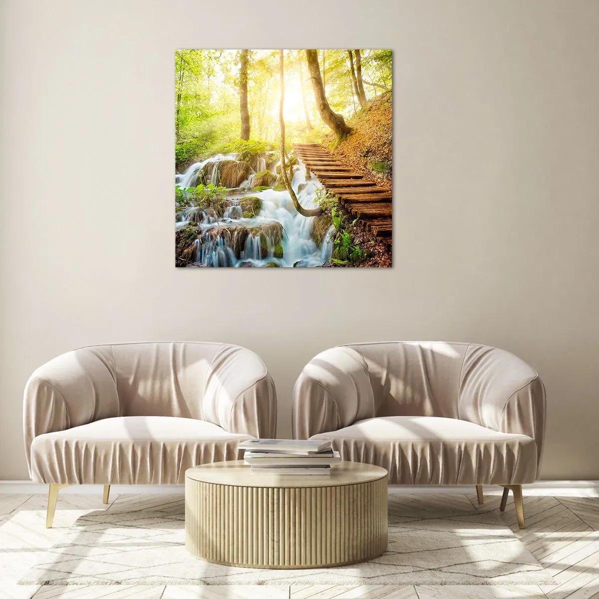 Glastavla - Bild på glas - Efterlängtad svalka - 60x60 cm