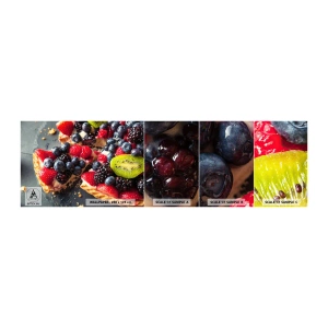 Provbit av självhäftande fototapet Deluxe Sticker - Dolce vita! - Gastronomi, Tårta med frukt, Kaka - 100x30 cm