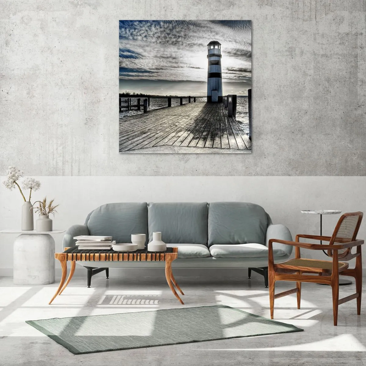 Glastavla - Bild på glas - Seglare, jag väntar på er - 70x70 cm