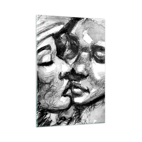 Glastavla - Bild på glas - Ett ömt ögonblick - 80x120 cm