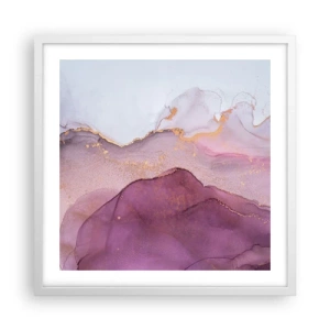 Affisch i vit ram - Lila och violett vågor - 50x50 cm