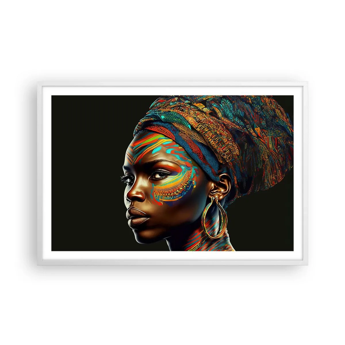 Affisch i vit ram - Afrikansk drottning - 91x61 cm