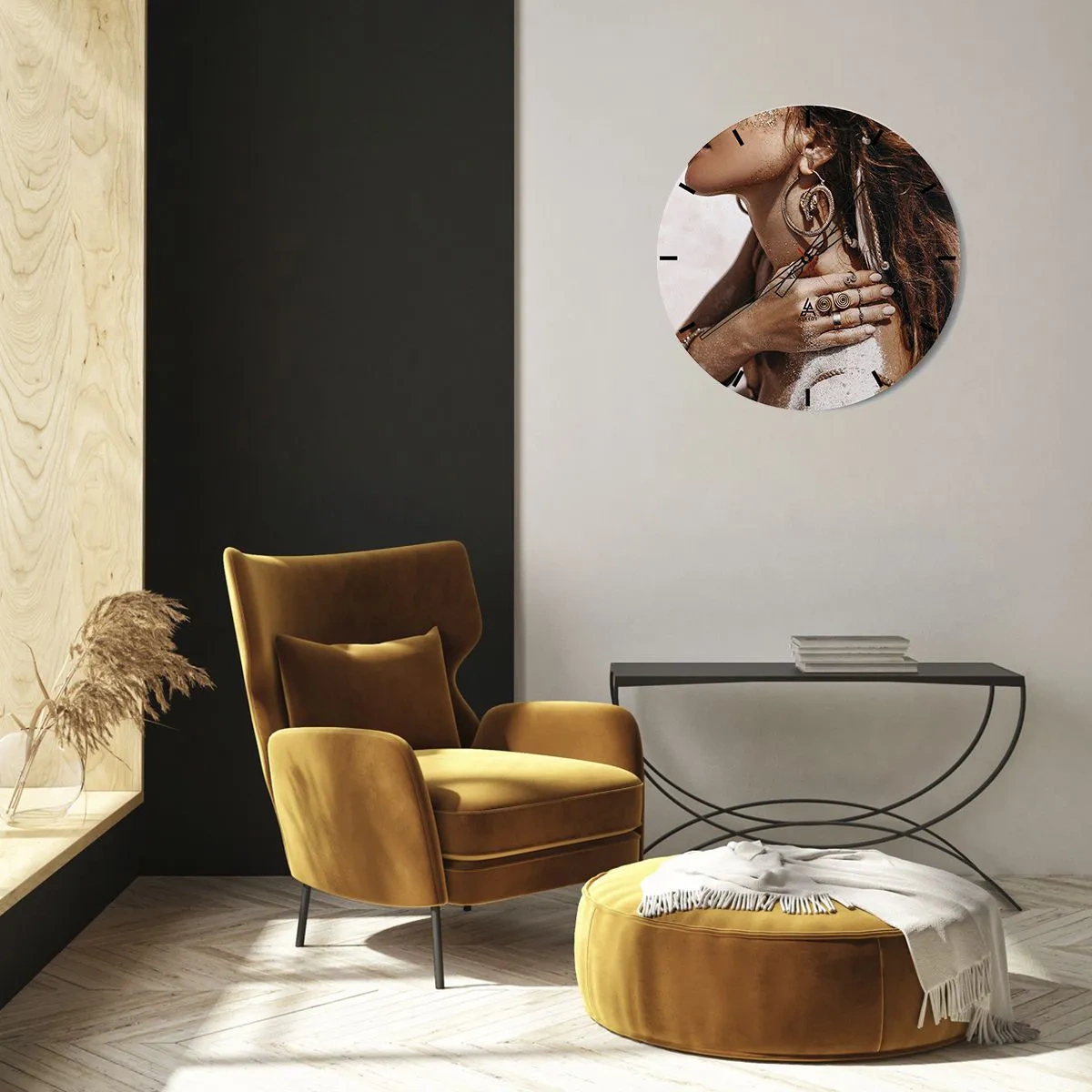 Väggklocka - Klocka på glas - Vilda strandens drottning - 40x40 cm