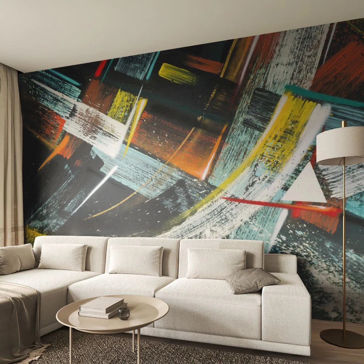 Fototapet Premium Canvas - Rörelsens energi - Abstraktion, Bit, Modern konst - 250x175 cm