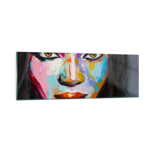 Glastavla - Bild på glas - Kan inte ta ögonen från henne - 90x30 cm