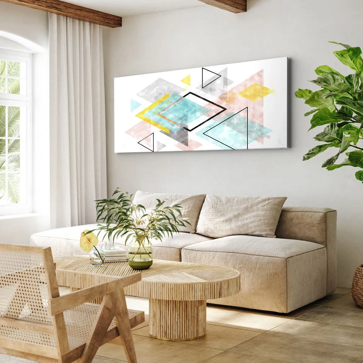 Canvastavla - Bild på duk - Geometriskt spel - 160x50 cm