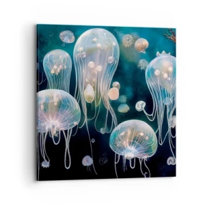 Canvastavla - Bild på duk - Undervattenbal - 70x70 cm
