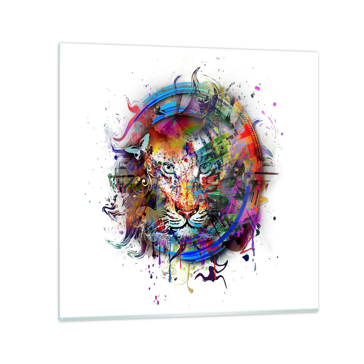 Glastavla - Bild på glas - Lurar bakom regnbågen - 70x70 cm