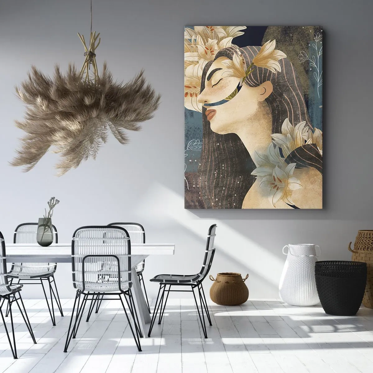 Canvastavla - Bild på duk - Sagan om drottning med liljor - 50x70 cm