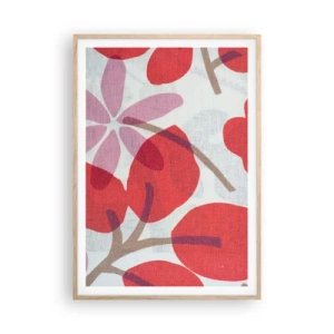 Affisch i ram av ljusek - Blomsterkomposition i rosa - 70x100 cm