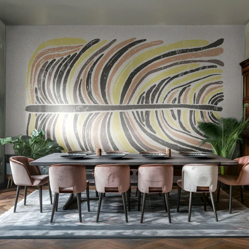 Fototapet Premium Canvas - Pulserande abstraktion - Boho, Minimalism, Pastell - 350x256 cm