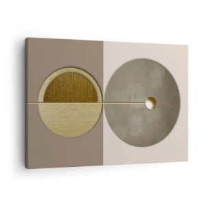 Canvastavla - Bild på duk - Abstrakta cirklar i nyanser av guld och beige - 70x50cm - Perfekt balans - Modern väggdekoration för vardagsrum och sovrum ARTTOR