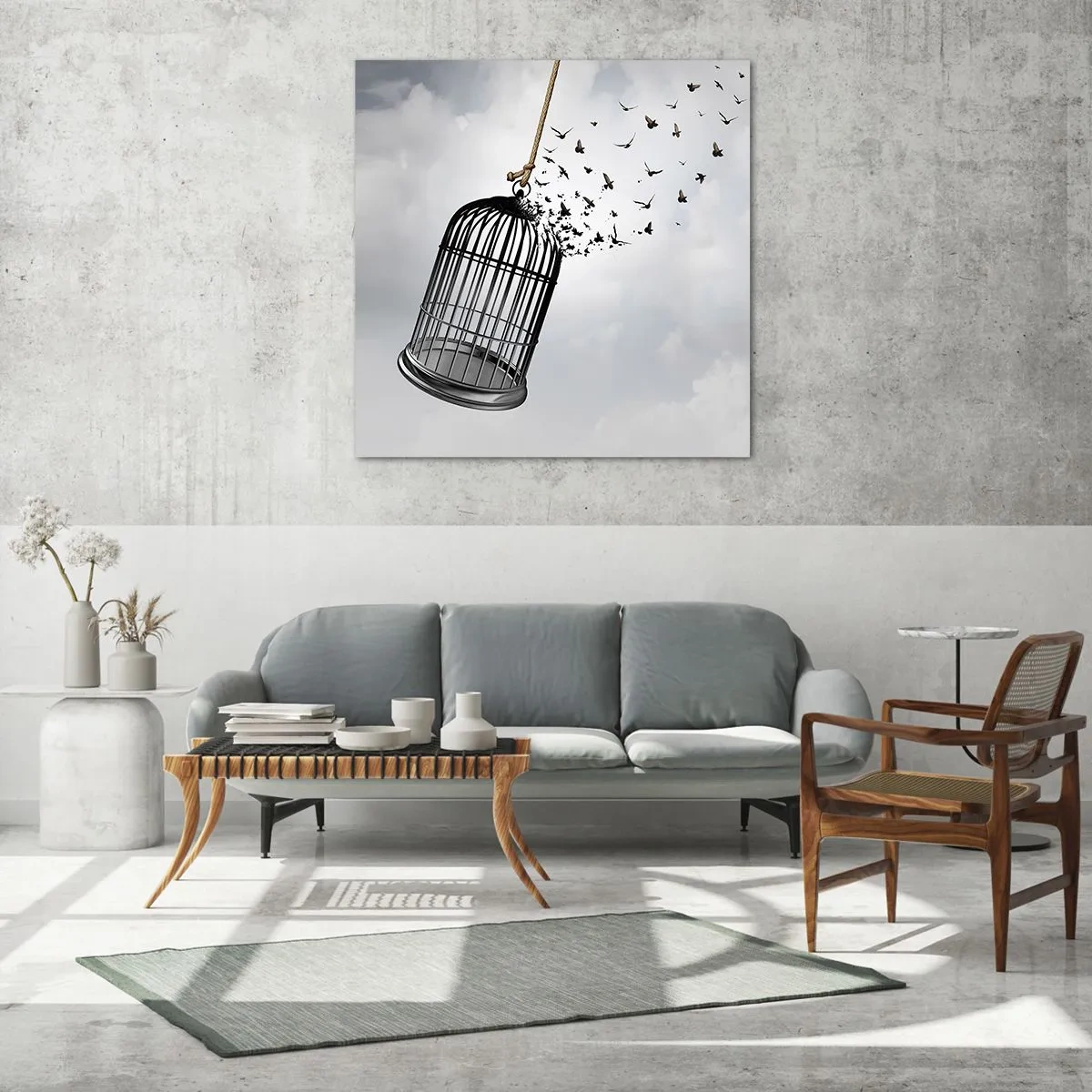 Glastavla - Bild på glas - Tro...Hopp...Frihet! - 50x50 cm