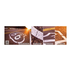 Provbit av självhäftande fototapet Deluxe Sticker - Den kända Route 66 - USA, Bil, Väg 66 - 100x30 cm