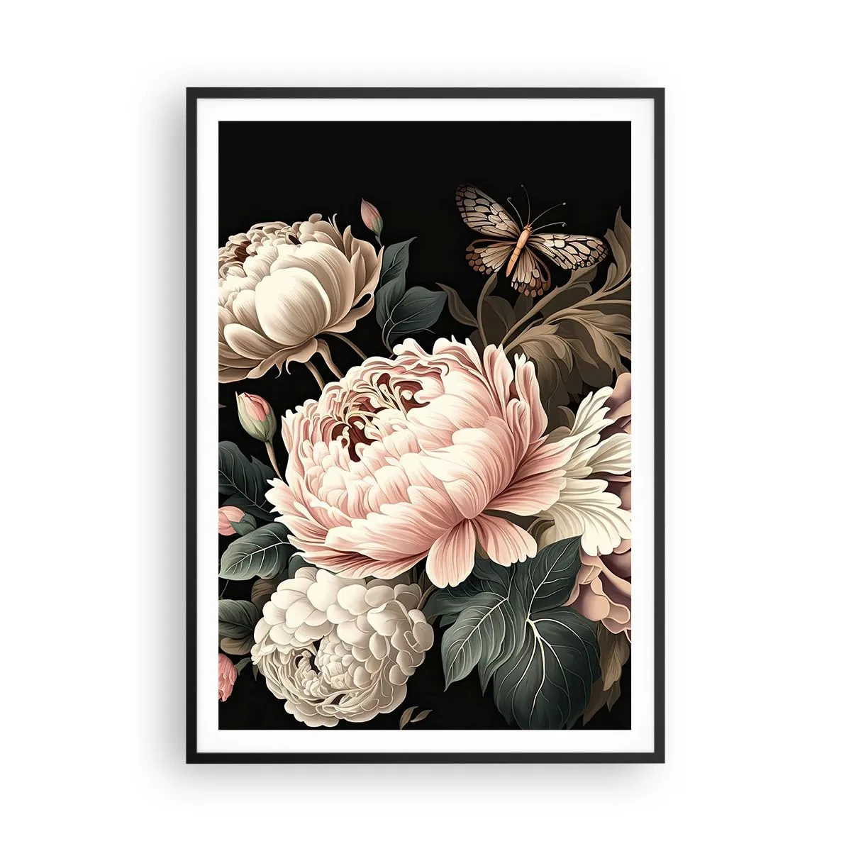 Affisch i svart ram - I barockstil - 70x100 cm