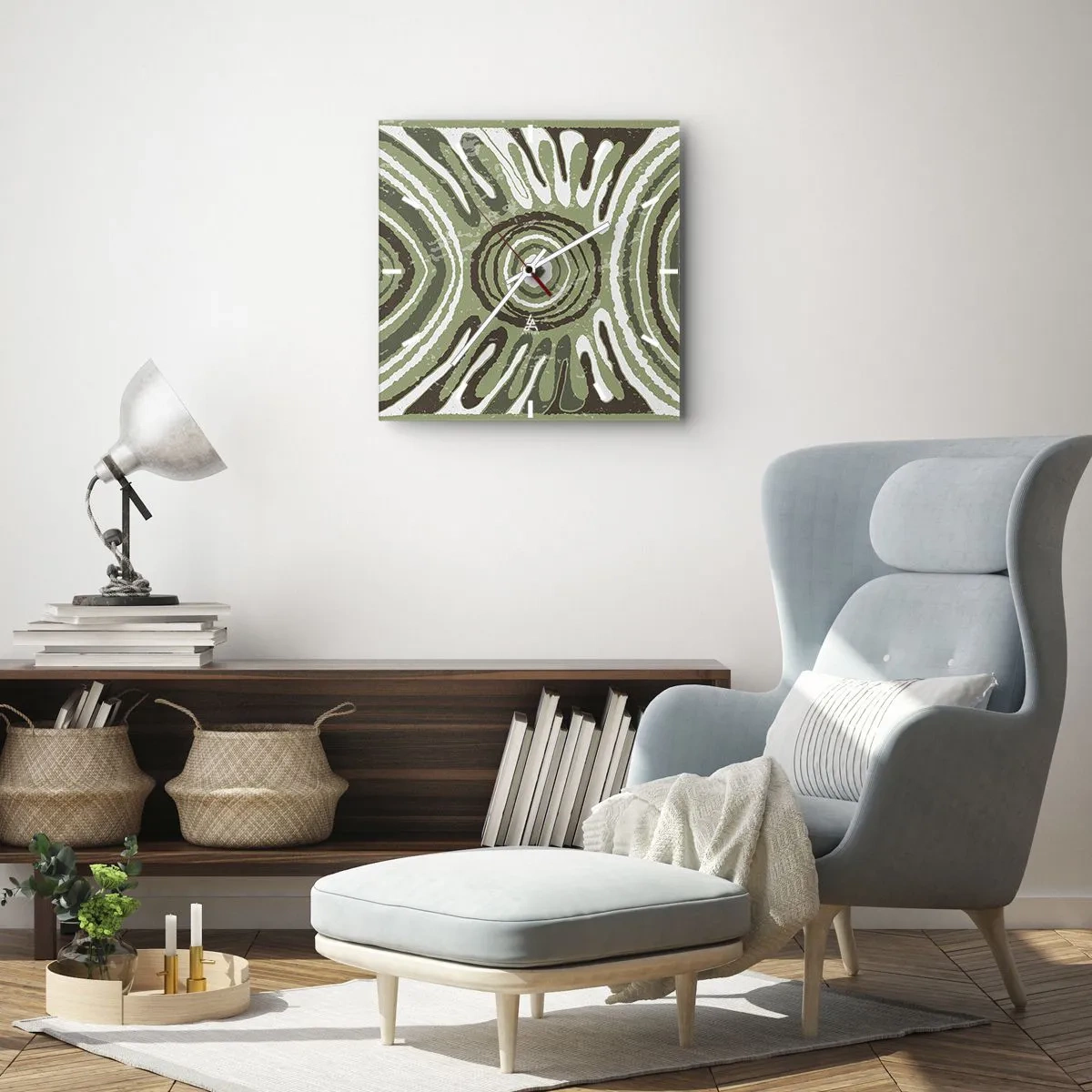 Väggklocka - Klocka på glas - Explosion av känslor - 30x30 cm