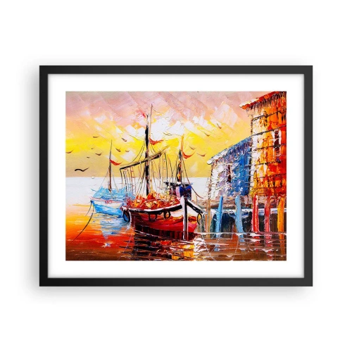 Affisch i svart ram - Lycklig återresa - 50x40 cm