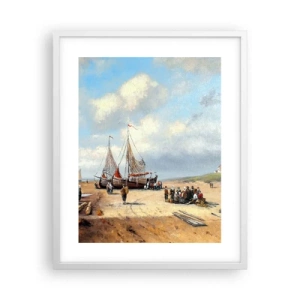 Affisch i vit ram - Efter en lyckad fångst - 40x50 cm