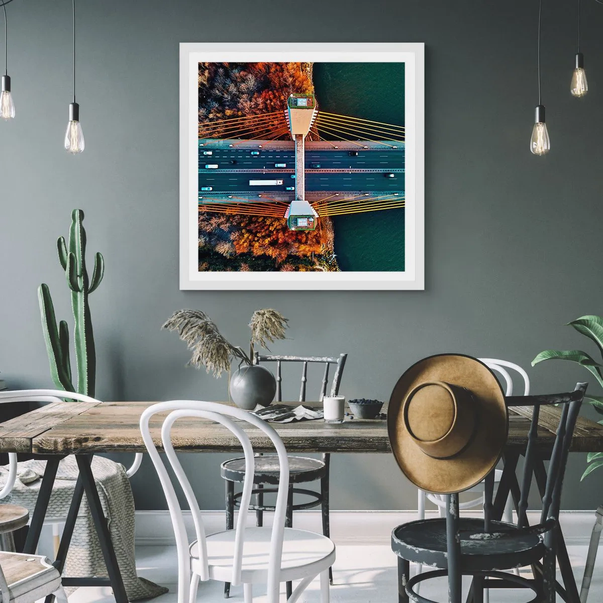 Affisch i vit ram - Bortom vatten, bortom skog - 50x50 cm