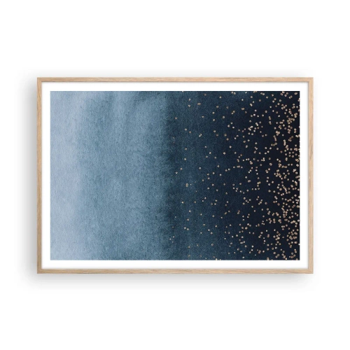 Affisch i ram av ljusek - Komposition – blåa faser - 100x70 cm