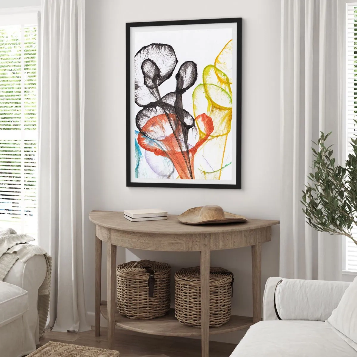 Affisch i svart ram - Blommor med själ - 61x91 cm
