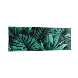Glastavla - Bild på glas - Tropiska grönskans djup - 90x30 cm