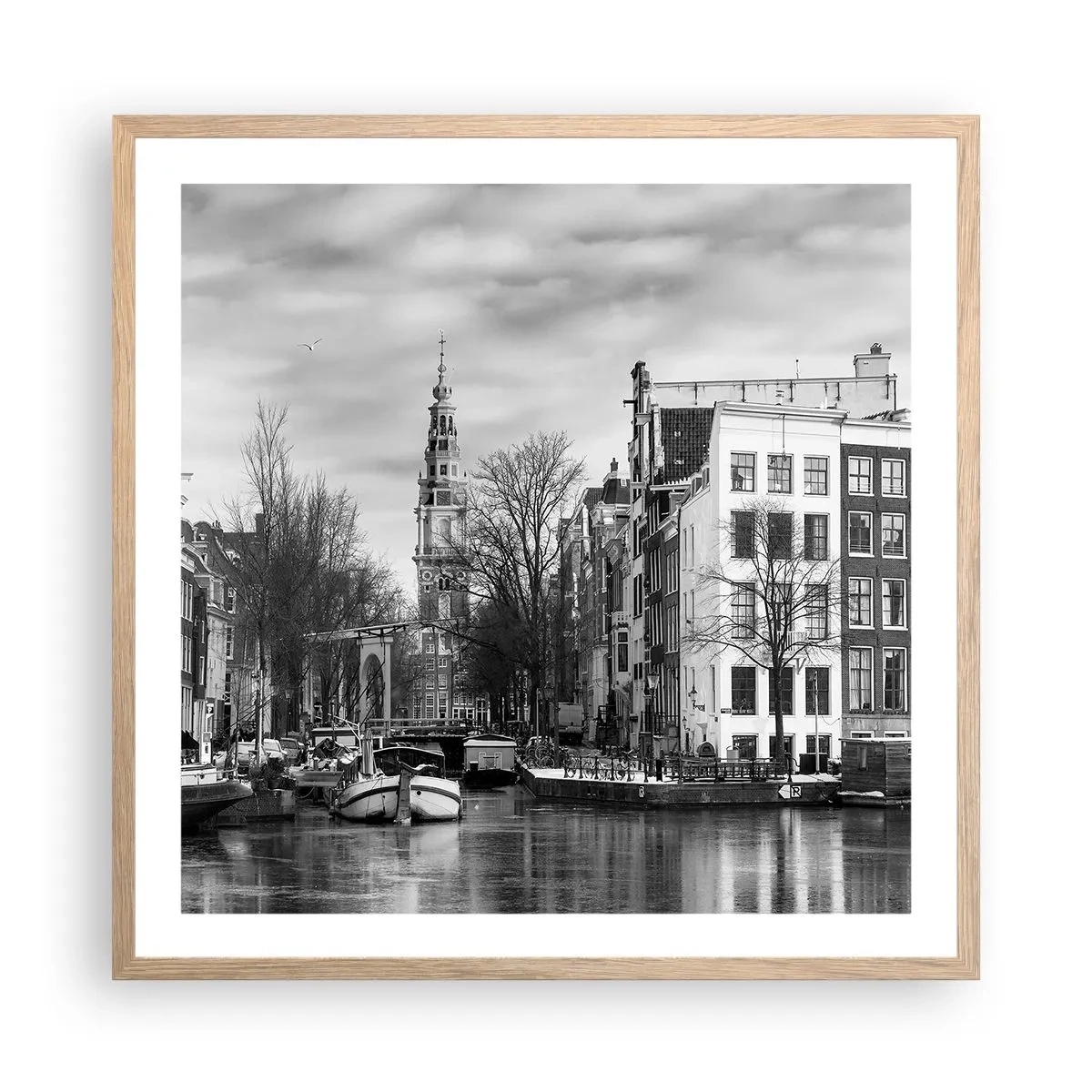 Affisch i ram av ljusek - Amsterdam stämning - 60x60 cm
