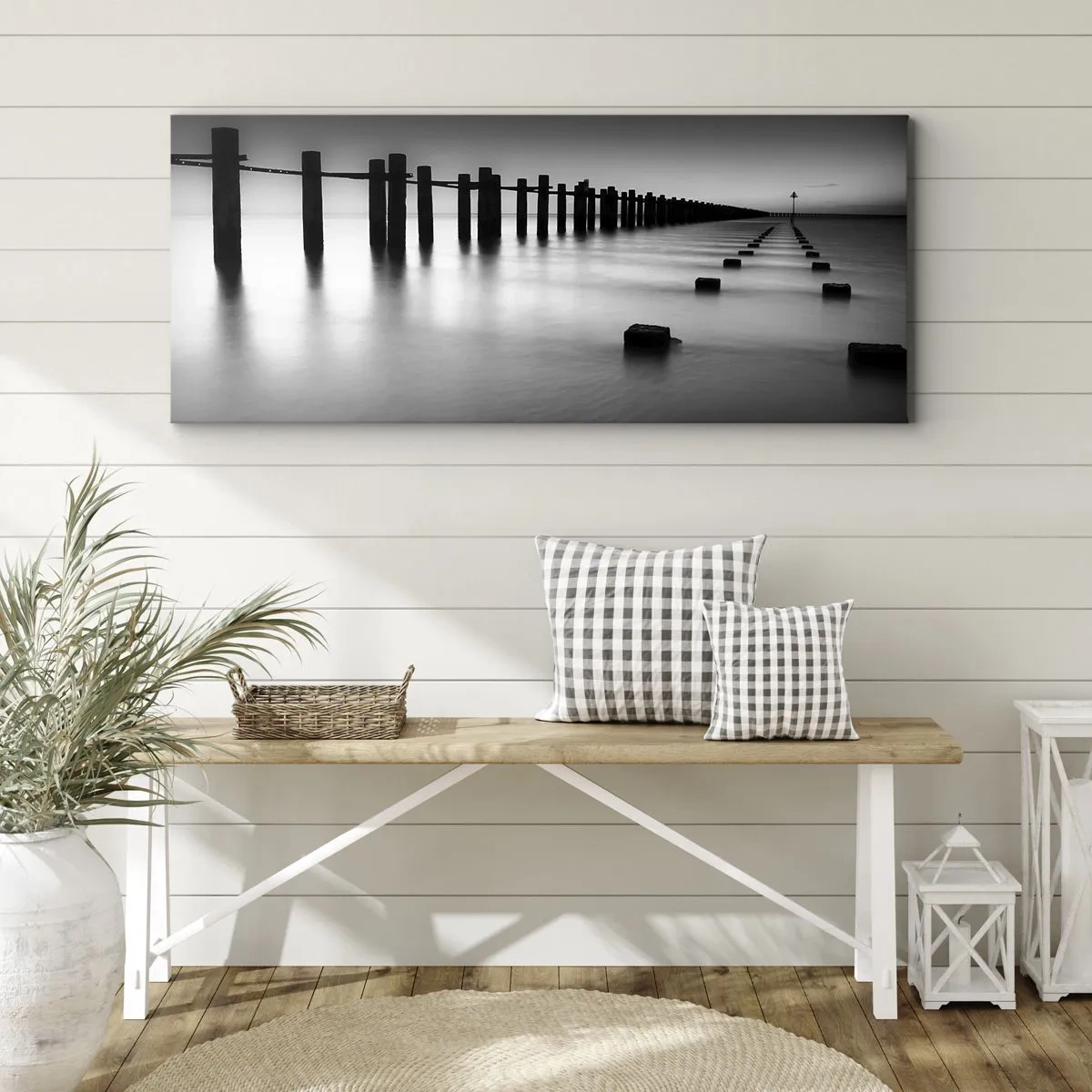 Canvastavla - Bild på duk - Landskap doppat i dimman - 100x40 cm